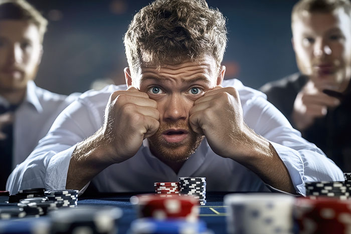 Joueur de poker émotif