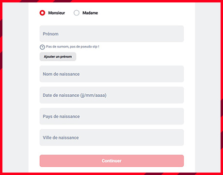 Remplir les informations personnelles demandées