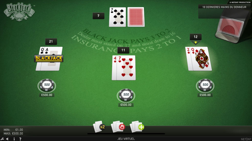 Blackjack en ligne argent réel