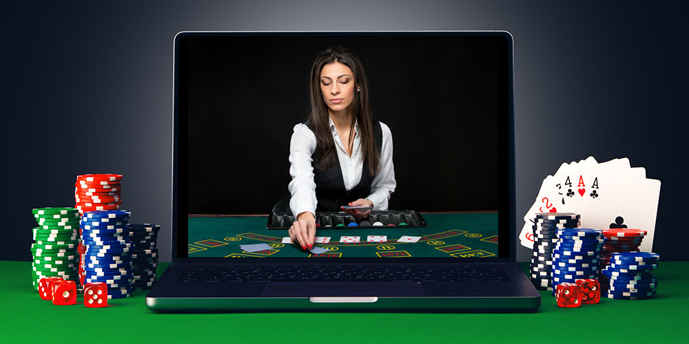 Un ordinateur portable avec un casino en direct