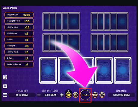Lancer une partie de vidéo poker