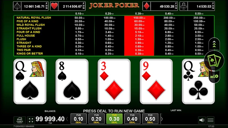 Le jeu Joker Poker