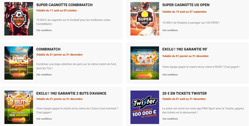 Bonus et promotions PMU Sport