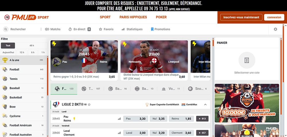 Page d'accueil PMU Sports