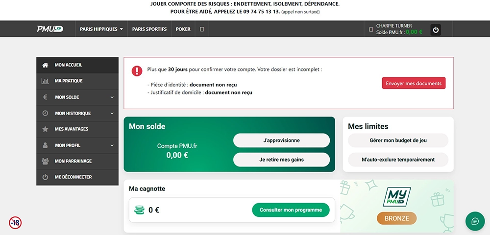 Compte personnel PMU Sports