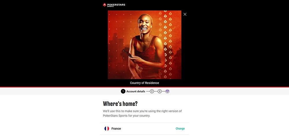 Page d'inscription PokerStars Sports