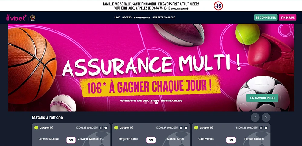Page d'accueil Vbet Sport