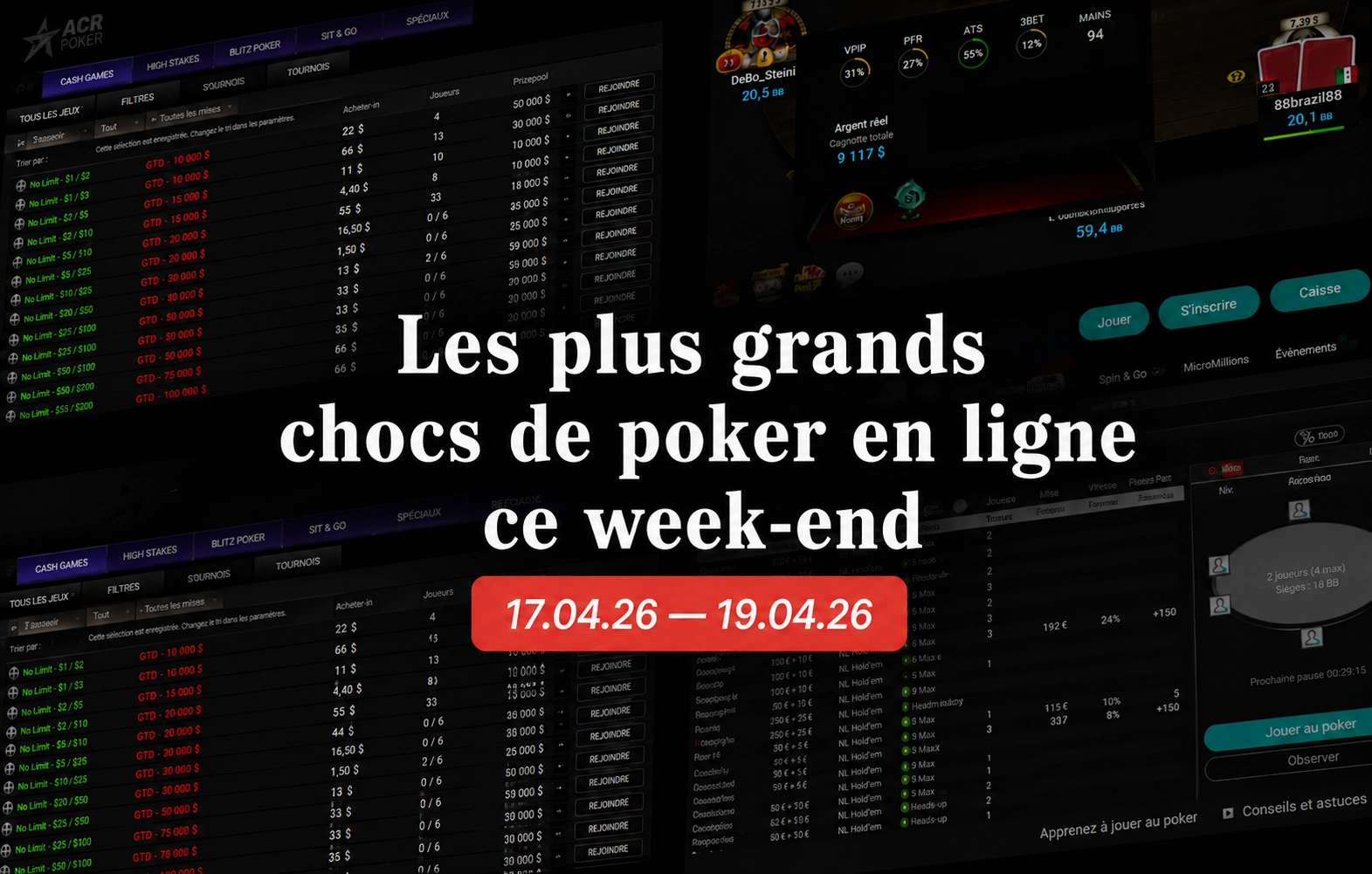 Les plus grands chocs de poker en ligne ce week-end