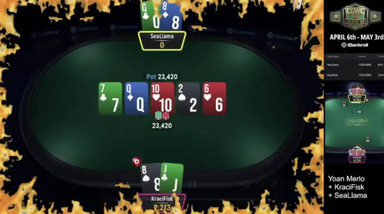 SeaLlama face à KraciFisk sur CoinPoker