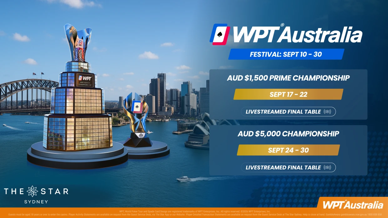 Le WPT Prime Australia et WPT Australia Championship de retour à Sydney en septembre 2026