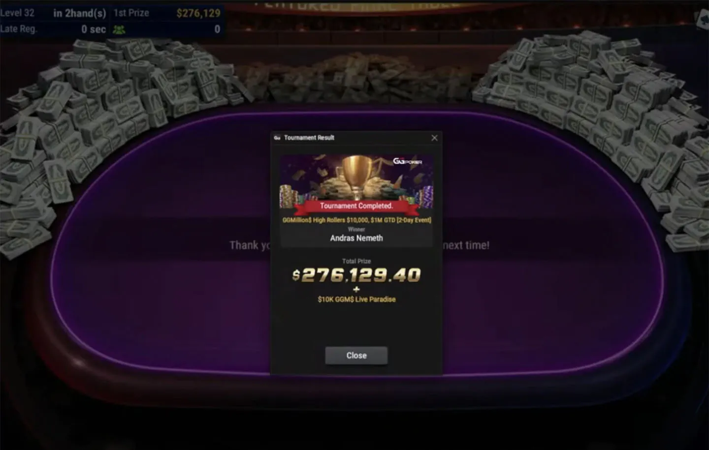 Andras “probirs” Nemeth survole la table finale du GGMillion$ et décroche son quatrième titre ($276K)