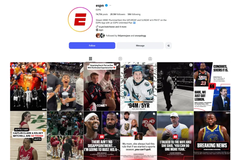 ESPN sur Instagram