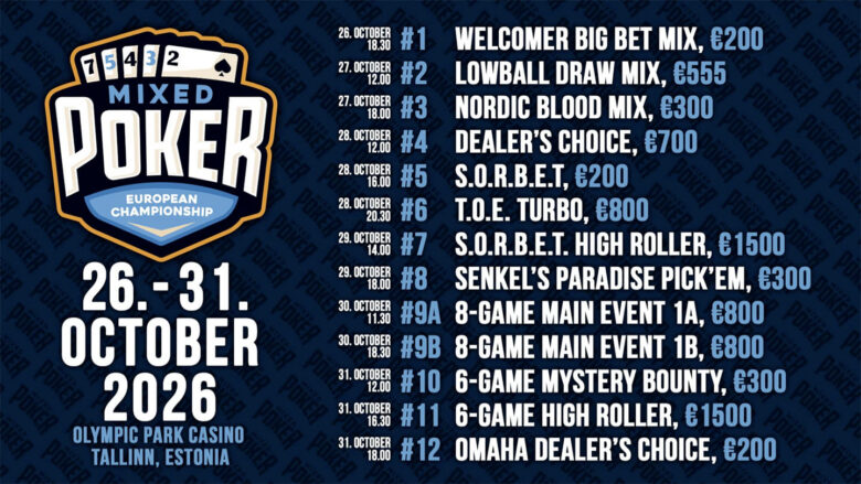 L'EMPC propose 12 tournois de Mixed Games, avec des buy-ins de 200 € à 1 500 € et deux événements S.O.R.B.E.T.