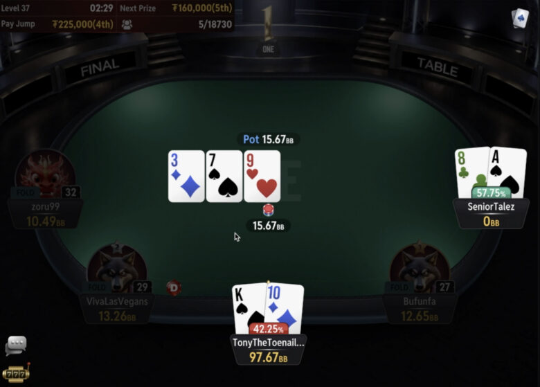 Situation ICM rêvée pour TonyTheToenailcollector à la table finale de The One.
