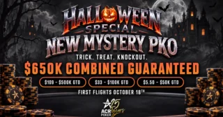 ACR Poker lance son format Mystery PKO le 18 octobre 2026 avec trois tournois Halloween (buy-ins $5,50, $33 et $109, $650 000 garantis)